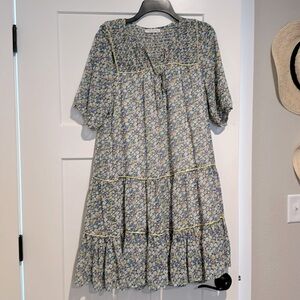 Women’s size M floral dress with tie front and yellow ribbon detailing